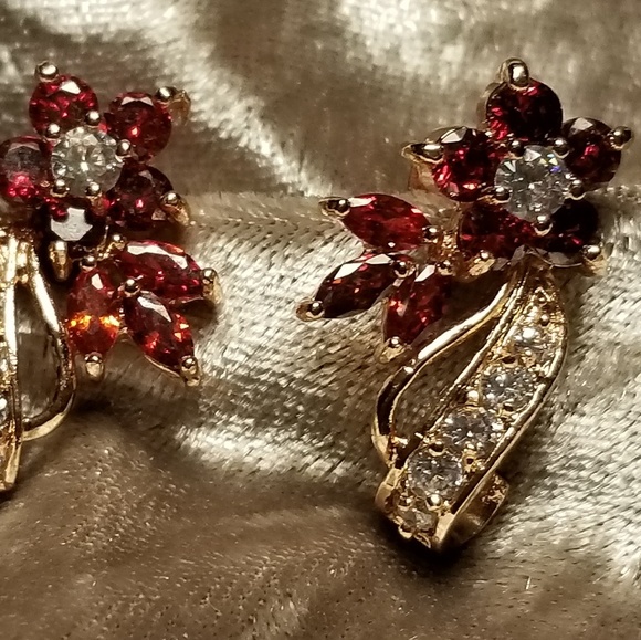 Rose Gold and Zircon Earrings - Picture 1 of 1
